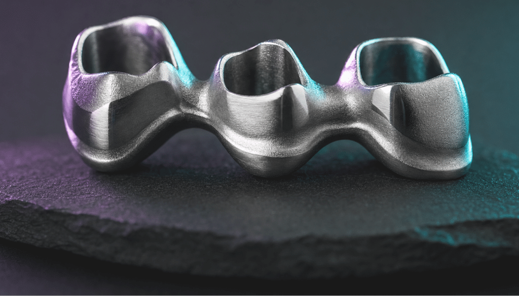 Milled titanium metal framework for a dental bridge